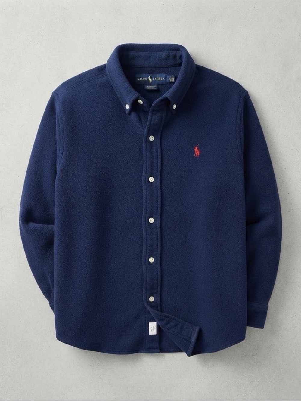 RALPH LAUREN Navy Wool Button Down Shirt